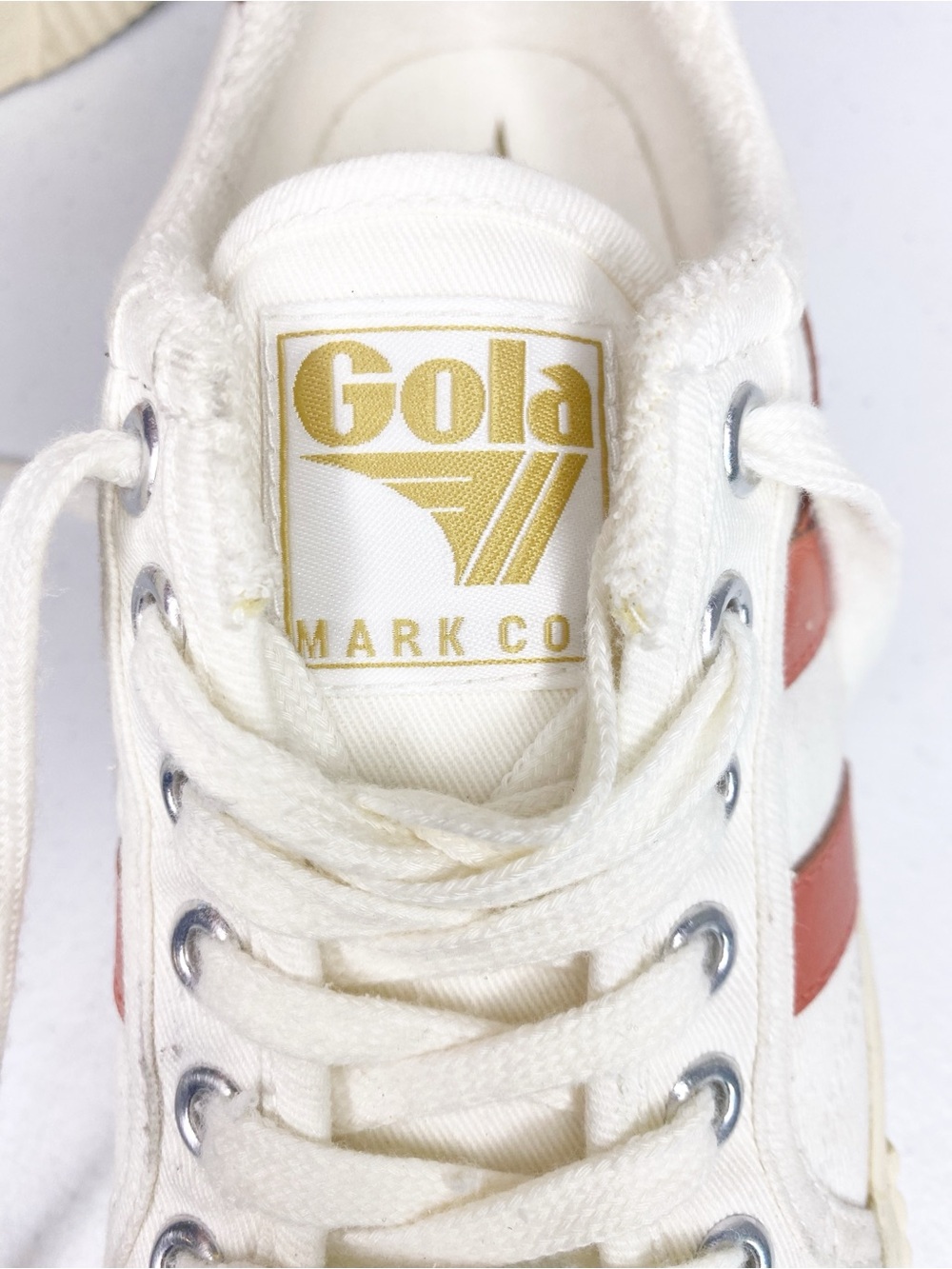 Gola Tennis Mark Cox Canvas Sneaker Off White Hot Coral Size 7 - Picture 8 of 9